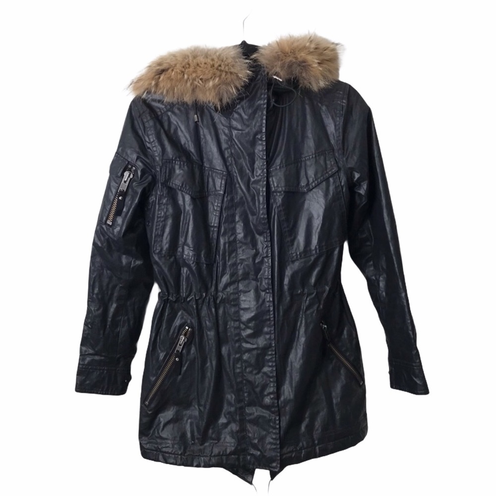 Sam Black Fur Collar Parka Jacket